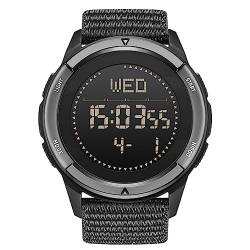 TPWEWRX Herren Outdoor Sport Digitaluhr mit Kohlefasergehäuse LED Hintergrundbeleuchtung 50M Wasserdicht Taktische Uhr Militär Uhren Kompass Smart Military Elektronische Armbanduhr (Black) von TPWEWRX