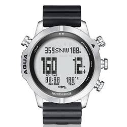 TPWEWRX Tauchcomputeruhr 100M wasserdichte Outdoor Sport Digitaluhren für Herren Tauchen Armbanduhr Uhren mit Kompass Höhe Luftdruck Wassertemperatur Messung Tauchprotokoll (Silver) von TPWEWRX