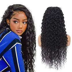 TQPQHQT Lace Front Wig Echthaar Perücke 13X4 Transparent Lace Frontal Wig Glueless Wig Human Hair Wig Natural Color Jerry Curly Wig Human Hair Brazilian Virgin Hair Wig 26 Zoll von TQPQHQT