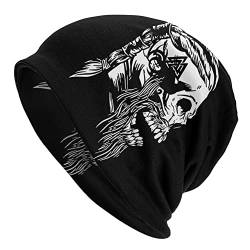 Männer Frauen Wikinger 3D Gedruckte Beanie Mütze - Nordische Mythologie Graffiti Kopfbedeckung Elastische Skullies Haubenkappe -Leichte Wandermütze Für Erwachsene Im Freien ( Color : Skull , Size : On von TQWSVUM