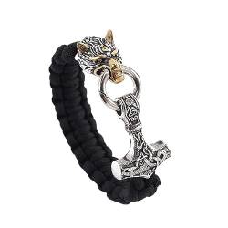 TQWSVUM Wikinger Mjolnir Thor Hammer Edelstahl skandinavisches geflochtenes Armband Herren Damen Nordischer Schmuck (Style : 19CM) von TQWSVUM