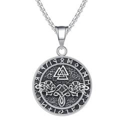 TQWSVUM Wolf Halskette - Nordischer Wolfskopf/Fenrir Anhänger Halsketten Für Männer - Wikinger Vintage Edelstahl Valknut Odin Symbol Tier Amulett Schlüsselbein Kette Heidnischer Schmuck von TQWSVUM