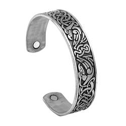 Wikinger Raben Offener Armreif - Nordisch Herren Keltisches Knoten Krähen-Manschette Armband - Nordische Mythologie Odin Huginn Und Muninn Tieramulett Armband Irischer Schmuck ( Style : Silver ) von TQWSVUM