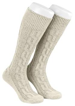 TR Martha Lange Herren Trachtensocken, Kniebund Socken, Strümpfe für Ihre Lederhose, 1 Paar, Zopf Socken meliert, Gr. 40-47 (40) von TR Martha