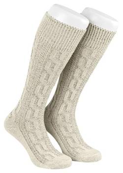 TR Martha Lange Herren Trachtensocken, Kniebund Socken, Strümpfe für Ihre Lederhose, 1 Paar, Zopf Socken meliert, Gr. 40-47 (43) von TR Martha