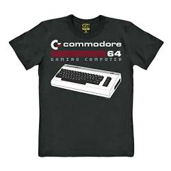 TRAKTOR® Commodore 64 I Spielcomputer I Tastatur I T-Shirt Print I Damen & Herren I kurzärmlig I schwarz I Lizenziertes Originaldesign I Größe M von TRAKTOR