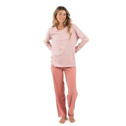 TRAMAS+ Schlafanzug Damen Lang 100% Baumwolle Pyjama Set Zweiteiliger Nachtwäsche Winter Langarm - Aliena-Streifen, M von TRAMAS+