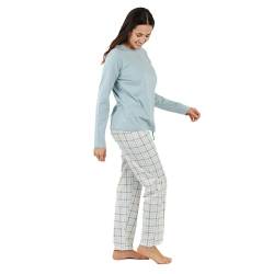 TRAMAS+ Schlafanzug Damen Lang 100% Baumwolle Pyjama Set Zweiteiliger Nachtwäsche Winter Langarm - Gemälde Heracles Indigo, L von TRAMAS+