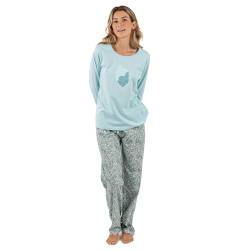 TRAMAS+ Schlafanzug Damen Lang 100% Baumwolle Pyjama Set Zweiteiliger Nachtwäsche Winter Langarm - Taylor, L von TRAMAS+