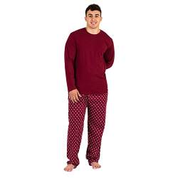 TRAMAS+ Schlafanzug Herren Lang Baumwolle Pyjama Set - Kaschmir Bordeaux, L von TRAMAS+