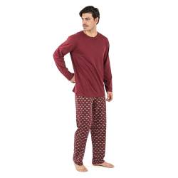 TRAMAS+ Schlafanzug Herren Lang Baumwolle Pyjama Set - Nino Bordeaux, XL von TRAMAS+