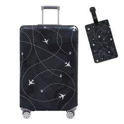 Travelkin Gepäckabdeckung, waschbar, Kofferschutz, kratzfest, passend für 45,7 - 81,3 cm Gepäck, 3-Air-Linie, schwarz mit Etikett, S(18-21inch suitcase) von TRAVELKIN More Than Travel