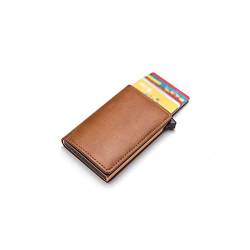 TREGOO Portemonnaie Herren Card Box Protector Safety Wallet Männer und Frauen bunt PU. Mode Aluminiumkasten Fallhalter (Color : A) von TREGOO