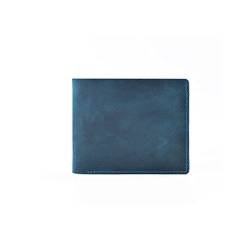 TREGOO Portemonnaie Herren Echtes Leder Brieftaschen Bifold Geldbörse Vintage Leder Clutch Männer Geldbörsen Retro Münze Tasche Männer Geldbörsen (Color : Blue) von TREGOO