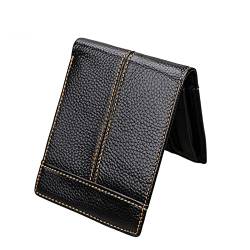 TREGOO Portemonnaie Herren Echtes Leder Männer Geldbörse Männliche Geldbörse Luxuskuh Leder Weiche Brieftaschen Vintage Einfache Kartenhalter Cowboy Brieftasche (Color : Black) von TREGOO