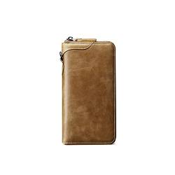 TREGOO Portemonnaie Herren Echtes Leder Männer Geldbörsen Umschlag Clutch Telefon Handgelenk Geldbörse Tasche Business Vintage Lange Brieftasche Mann Luxus Reißverschluss Wälzlinge Walet (Color : KHA von TREGOO