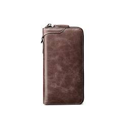 TREGOO Portemonnaie Herren Echtes Leder Männer Geldbörsen Umschlag Clutch Telefon Handgelenk Geldbörse Tasche Business Vintage Lange Brieftasche Mann Luxus Reißverschluss Wälzlinge Walet (Color : Bru von TREGOO