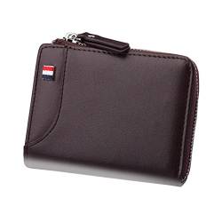 TREGOO Portemonnaie Herren Geldbörse for Männer Kurze lässige Kurze Brieftaschen Pu. Leder männlich Luxus kleine Zipper-Münzen-Tasche (Color : Bruin) von TREGOO