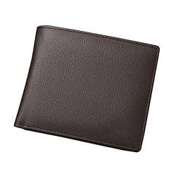 TREGOO Portemonnaie Herren Gravur Short echtes Leder-Mann-Mappen Mode Münzfach Kartenhalter Herren-Geldbeutel Einfache Qualität Male Wallets (Color : Bruin) von TREGOO