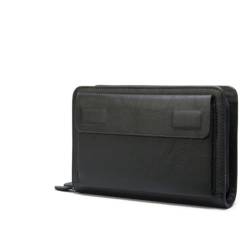 TREGOO Portemonnaie Herren Herren Geldbörse Echtes Leder Kupplung Männlich Herren Clutch Tasche Reißverschluss Geldbörse Leder Herren Lange Geldbörsen Geldbörse Geldbeutel (Color : A) von TREGOO