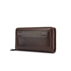 TREGOO Portemonnaie Herren Herren Geldbörse Echtes Leder Kupplung Männlich Herren Clutch Tasche Reißverschluss Geldbörse Leder Herren Lange Geldbörsen Geldbörse Geldbeutel (Color : B) von TREGOO