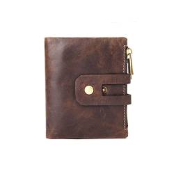 TREGOO Portemonnaie Herren Leder Brieftasche for Mann Kurze Vintage Kupplung Doppelreißverschluss Schnalle Münze Tasche Multifunktionale Brieftasche von TREGOO