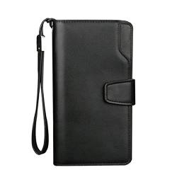 TREGOO Portemonnaie Herren Männer Brieftaschen Lange Stil Hohe Qualität Kartenhalter Männliche Geldbörse Reißverschluss Große Kapazitätsmarke Pu. Lederwallet for Männer (Color : Black) von TREGOO