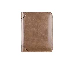 TREGOO Portemonnaie Herren Männer Geldbörse 3 Falten Kurzer Kreditkartenhalter Echtes Leder Brieftasche Männer Geldbörse (Color : Khaki) von TREGOO