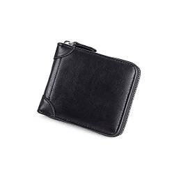 TREGOO Portemonnaie Herren Männer Leder Brieftasche Reißverschluss Kleine Geldbörse Kartenhalter Mann Münze Geldbörse Mann Geld Tasche (Color : A) von TREGOO