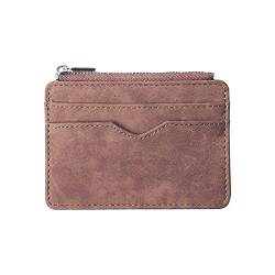 TREGOO Portemonnaie Herren Men's Card Wallet Short Matte Leather Retro Multi-Card Frosted Fabric Card Holder Money Minimalist Purse Transparent Coins (Color : Bruin) von TREGOO