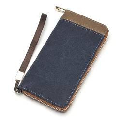 TREGOO Portemonnaie Herren Mens 'Canvas Reißverschluss Brieftasche Männer Clutch Handtasche Mode Kupplung Geldbörse (Color : Blue) von TREGOO