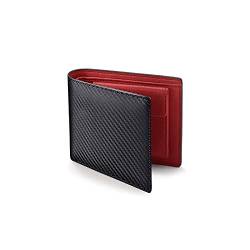 TREGOO Portemonnaie Herren Mode Carbon Faser Herren Leder Brieftasche Lässige Zweifache Leder Lange Brieftasche Frauen Multi-Card-Änderung Tasche Kurze Brieftasche (Color : Red) von TREGOO