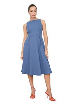 TRENDYOL Damen A-line Midi Dress Kleid, Indigoblau, 38 EU von TRENDYOL