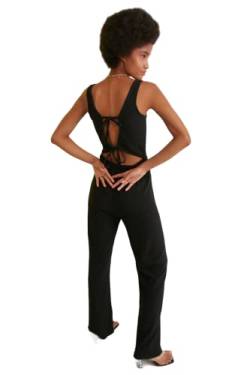 TRENDYOL Damen Back Decollted Gestrickter Jumpsuit Overall, Schwarz, XS EU von TRENDYOL