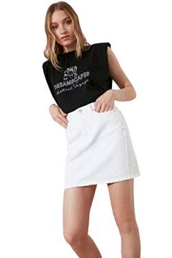 TRENDYOL Damen Basic Mini Denim Skirt, Weiß, 34 EU von TRENDYOL