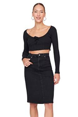 TRENDYOL Damen Black Midi Denim Skirt, Schwarz, 42 EU von TRENDYOL