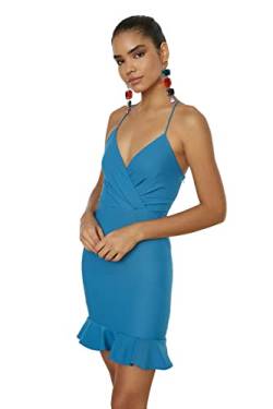 TRENDYOL Damen Bodycon Midi Dress Kleid, Berliner Blau, 38 EU von TRENDYOL