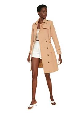 TRENDYOL Damen Camel Archbreaker Detailed Long Trench Coat, Camelfarben, 34 EU von TRENDYOL