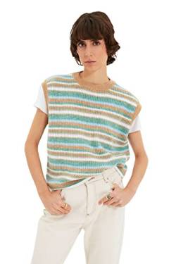 TRENDYOL Damen Camel Striped Knitwear Jumper Pullover Sweater, Camelfarben, S EU von TRENDYOL
