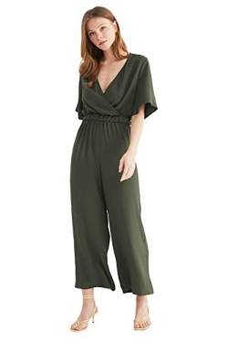 TRENDYOL Damen Chest Collar Jumpsuit Overall, Khaki, 36 EU von TRENDYOL