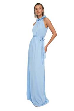 TRENDYOL Damen Collar Detailed Evening Dress and Graduation Dress Kleid, Blau, 34 EU von TRENDYOL