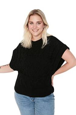 TRENDYOL Damen Crew Neck Plain Relaxed Plus Size Sweater, Schwarz, 5XL EU von TRENDYOL