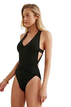 TRENDYOL Damen Detaillierter Badeanzug Zurück One Piece Swimsuit, Schwarz, 40 EU von TRENDYOL