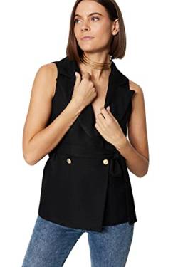 TRENDYOL Damen Double-breasted Plain Regular Vest Sweater, Schwarz, 40 EU von TRENDYOL