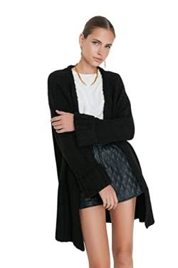 TRENDYOL Damen Einfarbige Strickjacke mit V-ausschnitt Pullover, Schwarz, S EU von TRENDYOL