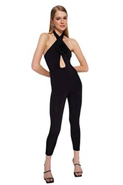 TRENDYOL Damen Einfarbiger Strick Overalls, Schwarz, 66 von TRENDYOL