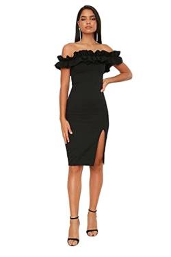 TRENDYOL Damen Figurbetontes Midi-kleid Kleid, Schwarz, 38 EU von TRENDYOL