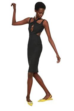 TRENDYOL Damen Figurbetontes Midi-kleid Kleid, Schwarz, 38 EU von TRENDYOL