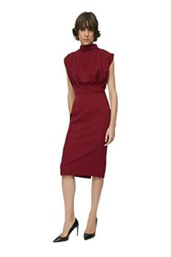 TRENDYOL Damen Gerade Midi-ärmel Tag Nacht Schlank Kleid Dress, Burgundy, 42 von TRENDYOL