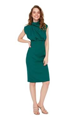 TRENDYOL Damen Gerade Midi-ärmel Tag Nacht Schlank Kleid Dress, Grün, 36 von TRENDYOL